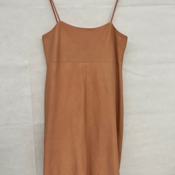 NEW Free People blush pink Soft Leather Square neck spaghetti strap solid - Picture 8 of 13